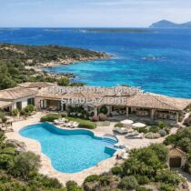 Conceptual image of a luxury villa with pool and panoramic sea views in the Emerald Coast, Sardinia