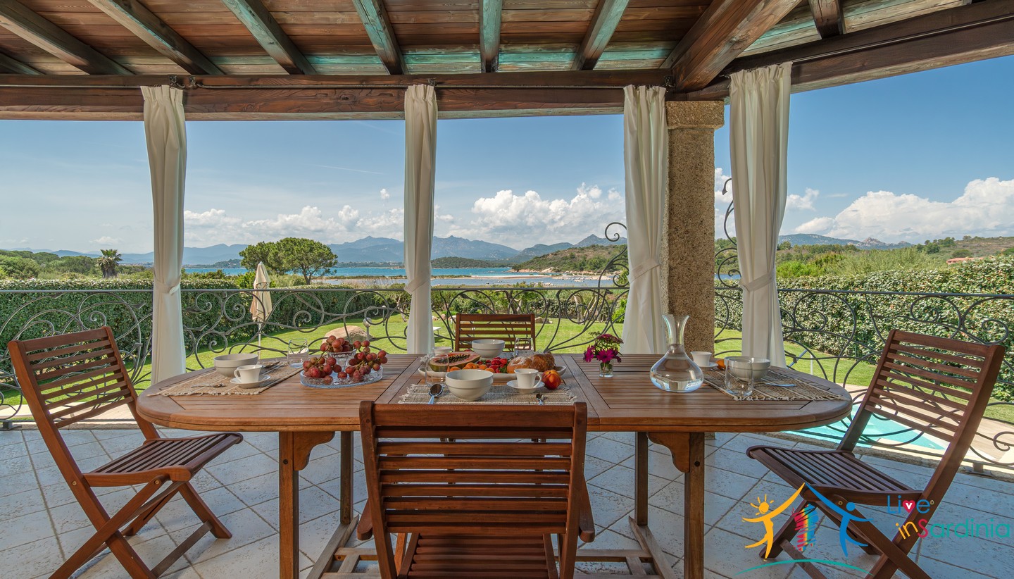 view from veranda across the garden and sardinia sea