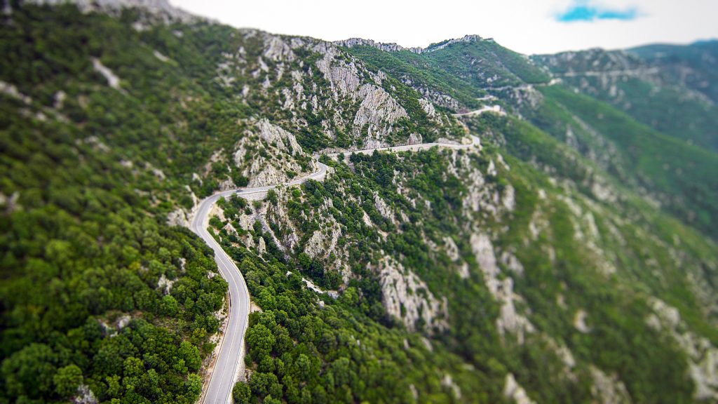 sardinia road on a mountain slope