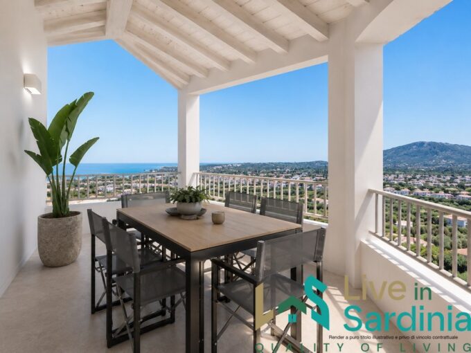 conceptual image of an apartment under development with sea view in Budoni, Sardinia